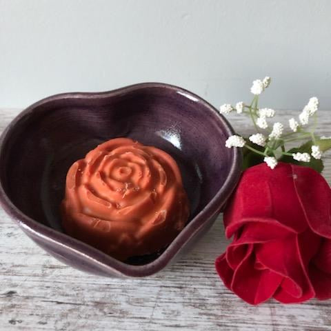 Heart Shaped Soap Dish with Rose Soap Gift Set